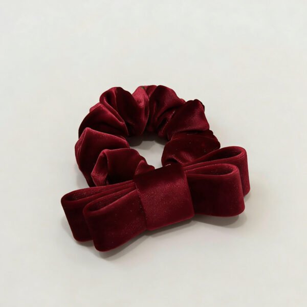 Luxe Burgundy Scrunchie with Bow – Elegant Hair Accessory for Daily & Special Occasions